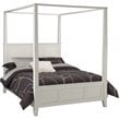 Pemberly Row Contemporary Wood Queen Canopy Bed in Off White