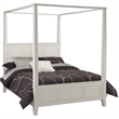 Pemberly Row Contemporary Wood Queen Canopy Bed in Off White