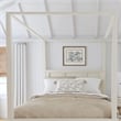 Pemberly Row Contemporary Wood Queen Canopy Bed in Off White