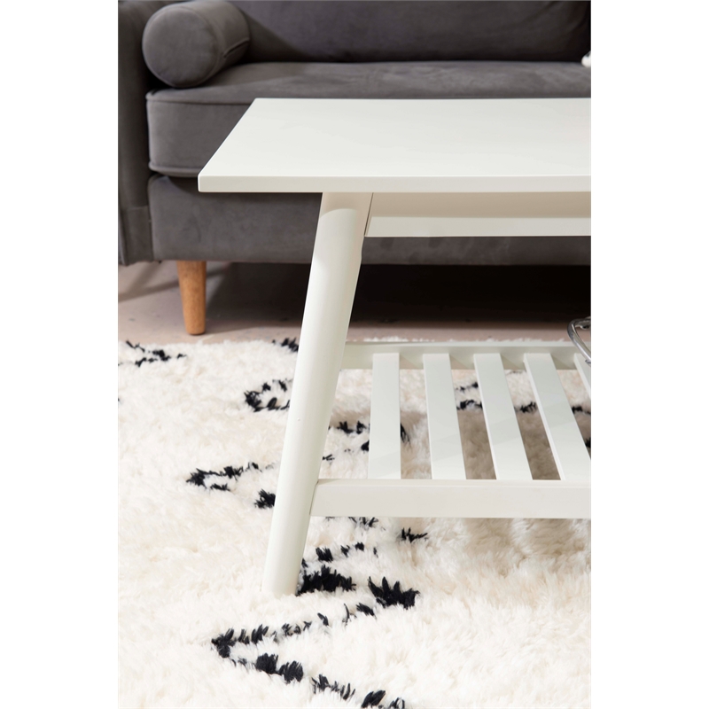 Pemberly Row Modern / Contemporary Wood Coffee Table in White
