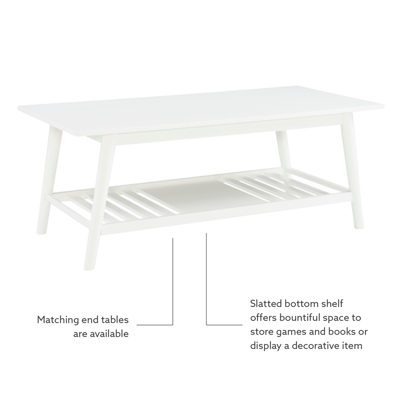 Pemberly Row Modern / Contemporary Wood Coffee Table in White