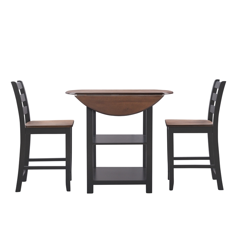 Pemberly Row Modern Wood Three Piece Dining Counter Set in Black