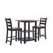 Pemberly Row Modern Wood Three Piece Dining Counter Set in Black