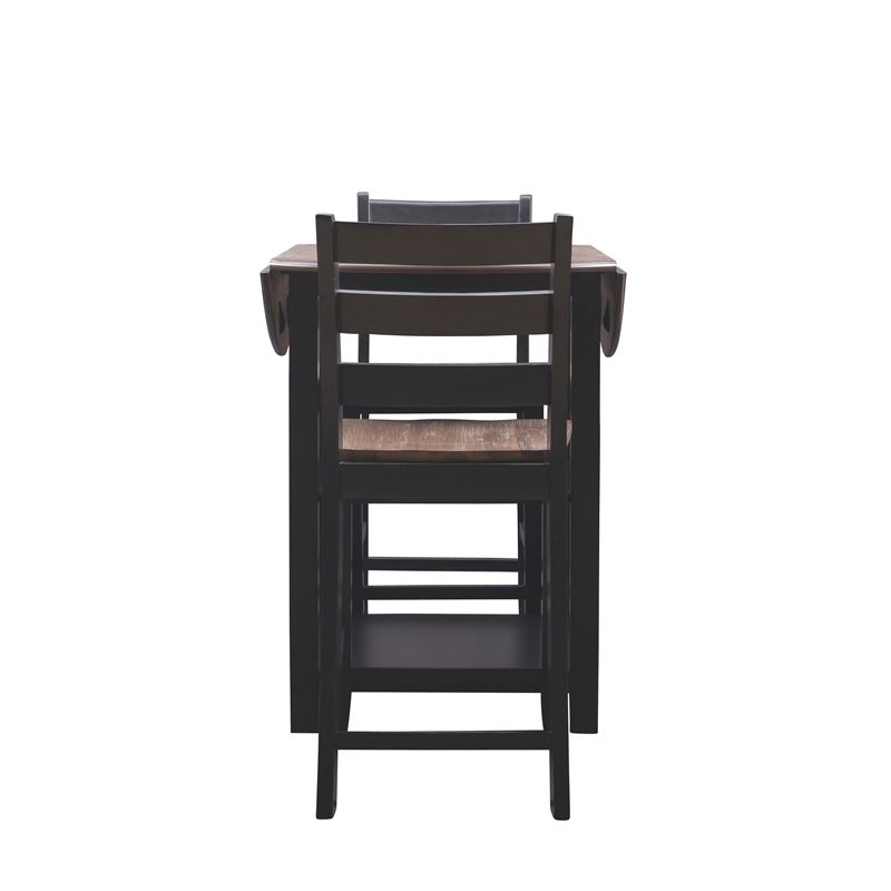 Pemberly Row Modern Wood Three Piece Dining Counter Set in Black