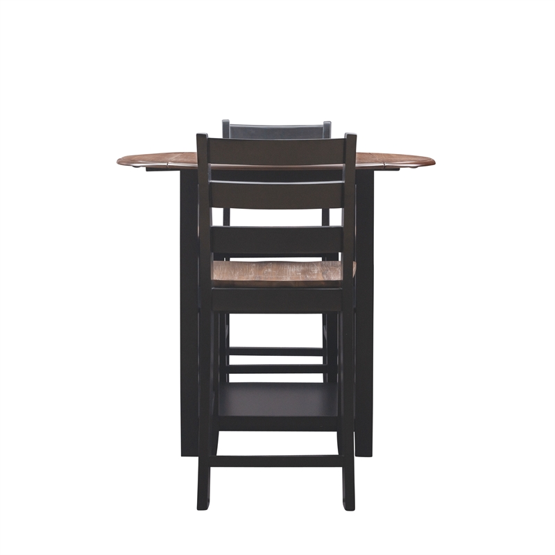 Pemberly Row Modern Wood Three Piece Dining Counter Set in Black