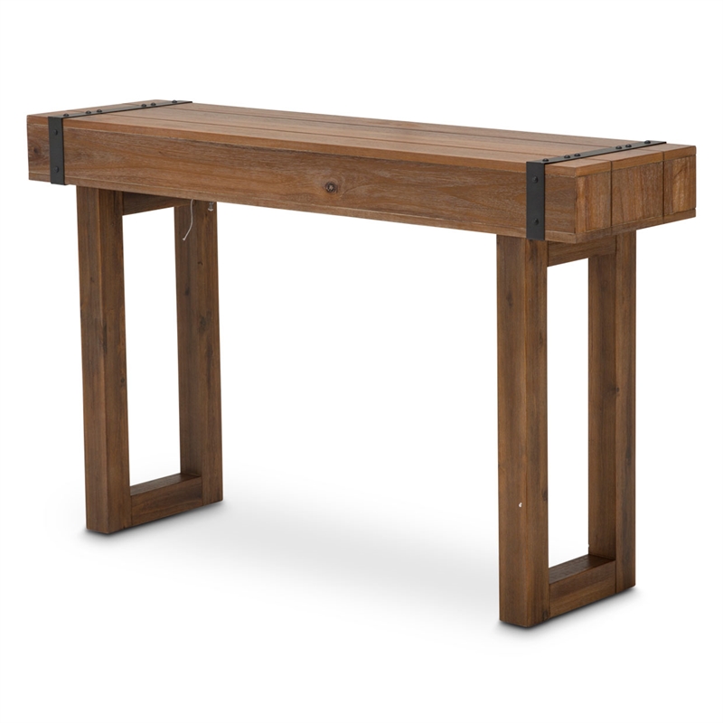 Pemberly Row Modern Wood & Metal Console Table - Burnt Umber Brown