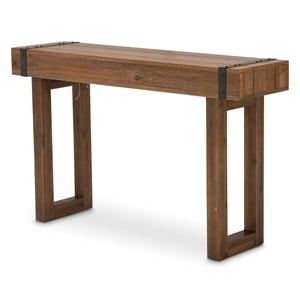 Pemberly Row Modern Wood & Metal Console Table - Burnt Umber Brown