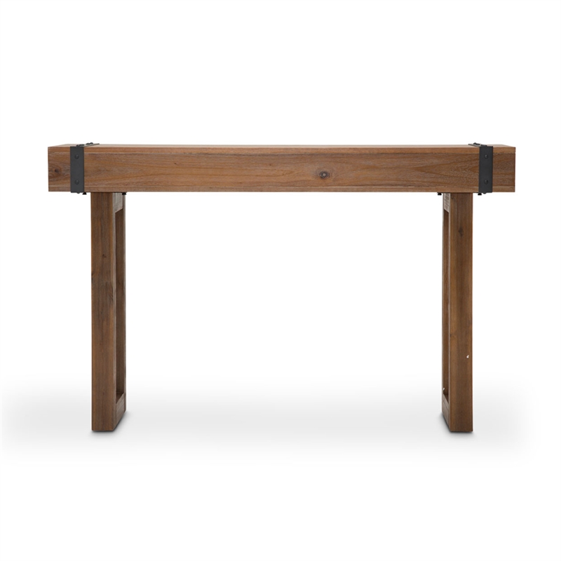 Pemberly Row Modern Wood & Metal Console Table - Burnt Umber Brown