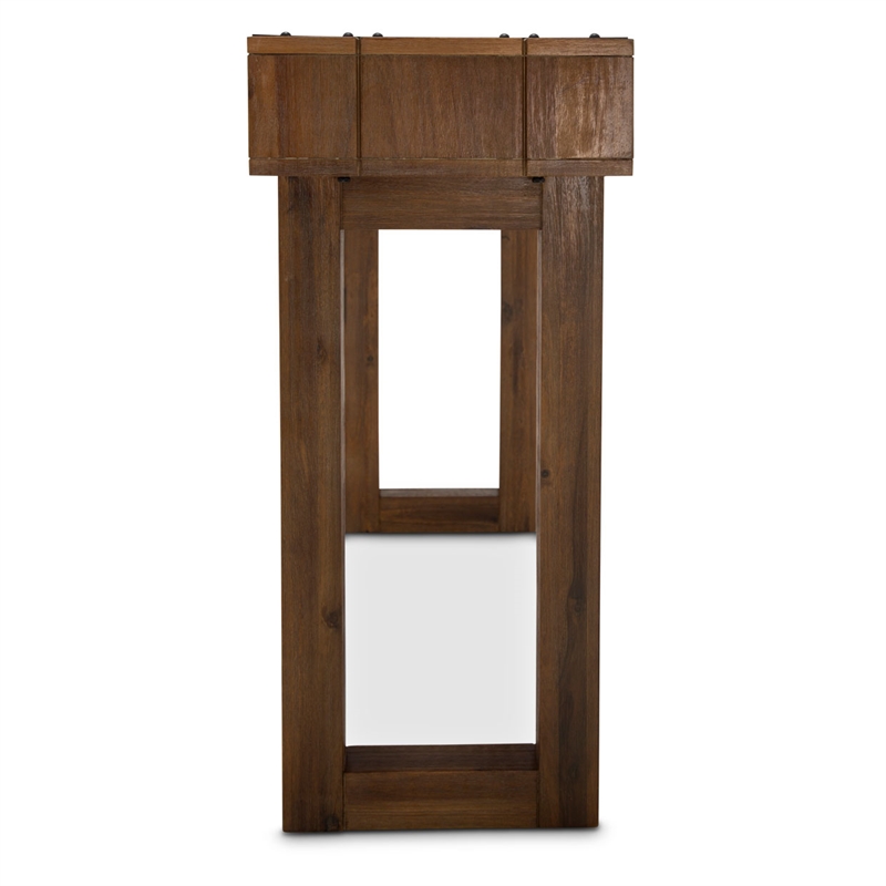 Pemberly Row Modern Wood & Metal Console Table - Burnt Umber Brown