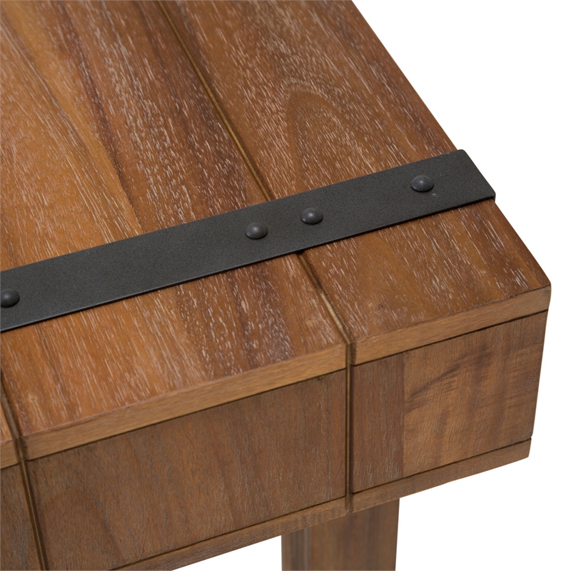 Pemberly Row Modern Wood & Metal Console Table - Burnt Umber Brown