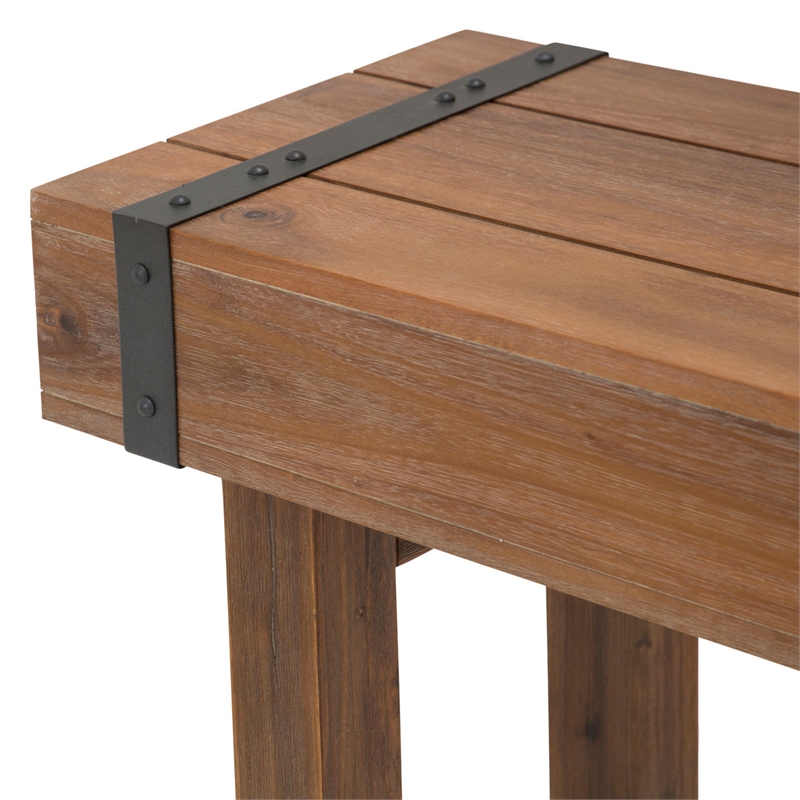 Pemberly Row Modern Wood & Metal Console Table - Burnt Umber Brown