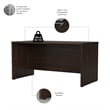 Pemberly Row 60W x 30D Office Desk in Black Walnut - Engineered Wood