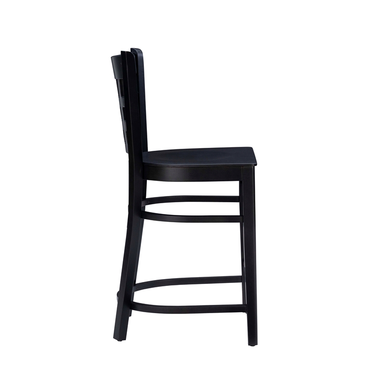 Pemberly Row Wood Commercial Grade Set of 2 Counter Stools Back in Black
