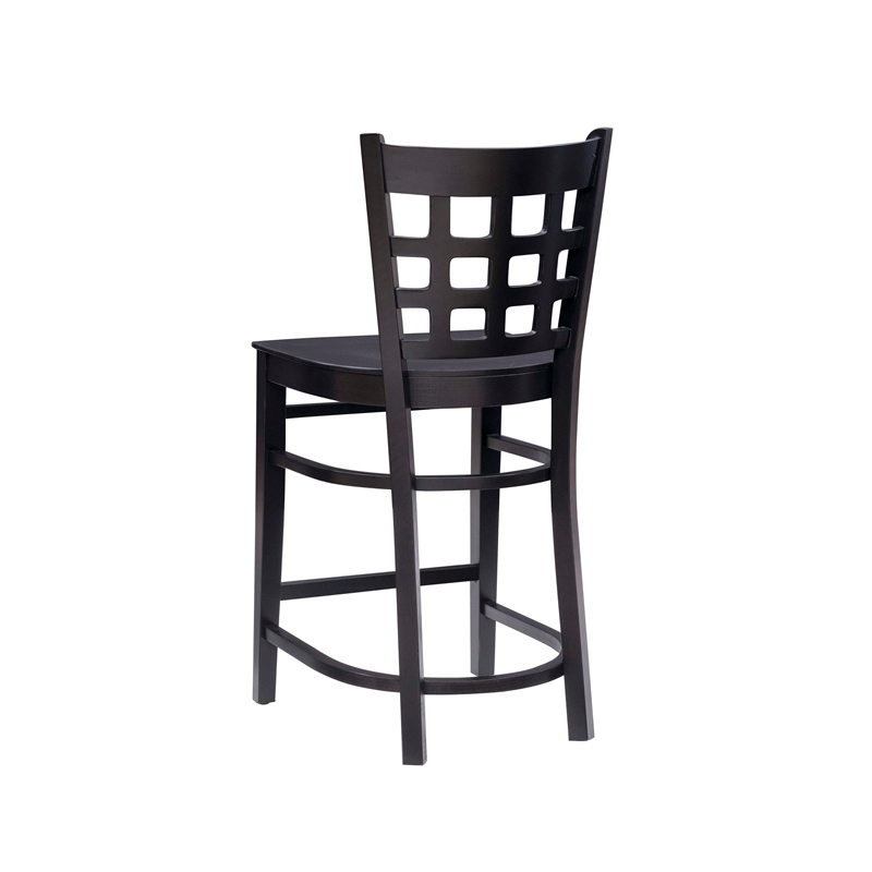 Pemberly Row Wood Commercial Grade Set of 2 Counter Stools Back in Black