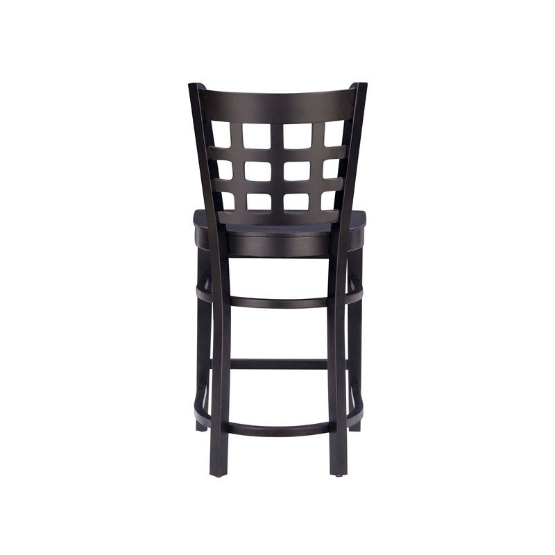Pemberly Row Wood Commercial Grade Set of 2 Counter Stools Back in Black