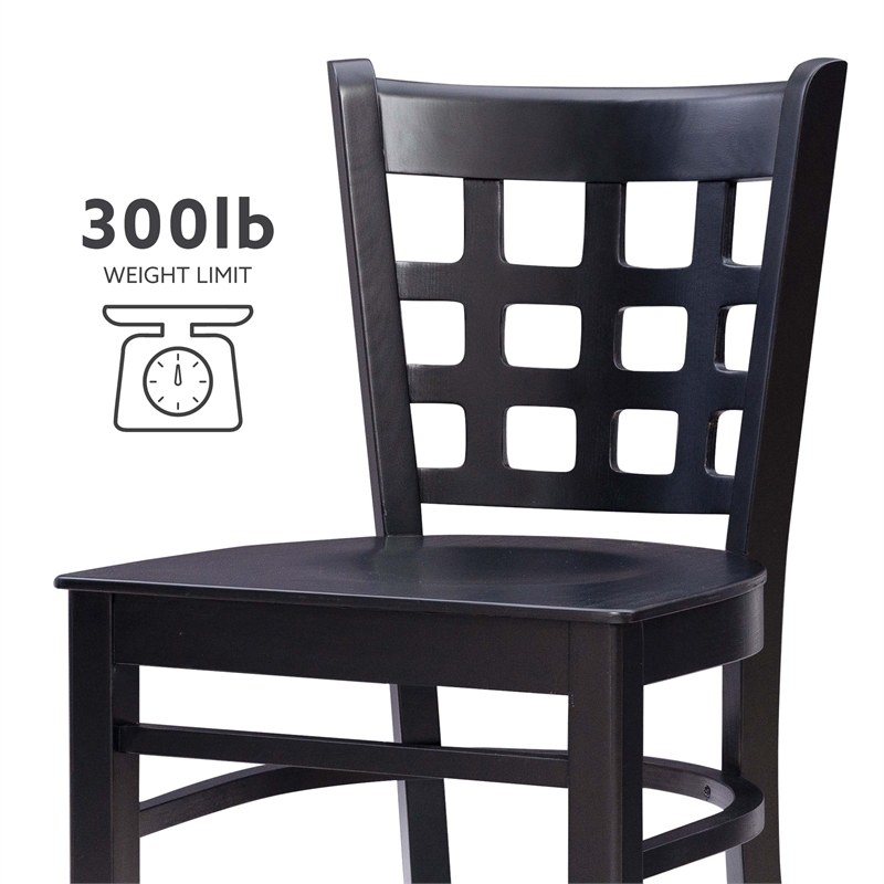 Pemberly Row Wood Commercial Grade Set of 2 Counter Stools Back in Black