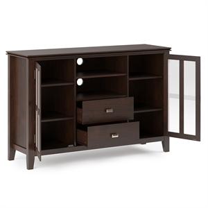 Pemberly Row Wood 53&quot Wide TV Media Stand in Dark Chestnut Brown
