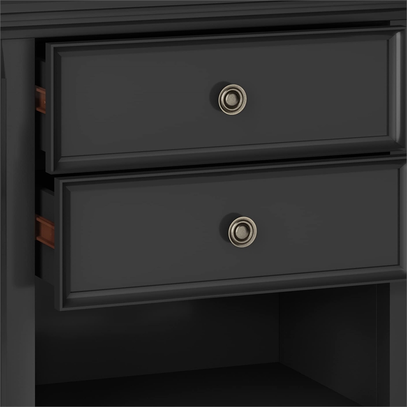 Pemberly Row SOLID WOOD 24 inch Wide Bedside Nightstand Table in Black