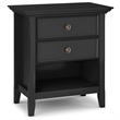 Pemberly Row SOLID WOOD 24 inch Wide Bedside Nightstand Table in Black