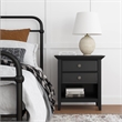 Pemberly Row SOLID WOOD 24 inch Wide Bedside Nightstand Table in Black