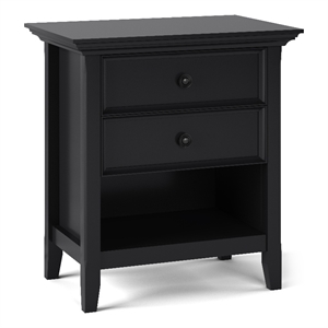 Pemberly Row SOLID WOOD 24 inch Wide Bedside Nightstand Table in Black