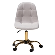 Pemberly Row Gray Velvet Fabric and Gold Metal Swivel Office chair