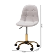 Pemberly Row Gray Velvet Fabric and Gold Metal Swivel Office chair