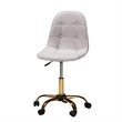 Pemberly Row Gray Velvet Fabric and Gold Metal Swivel Office chair