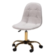 Pemberly Row Gray Velvet Fabric and Gold Metal Swivel Office chair