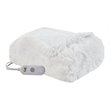 Pemberly Row Polyester Fabric Shaggy Fur Heated Electric Throw in White