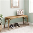 Pemberly Row Modern Bench with Natural Rattan Seat in Rustic Brown