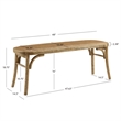Pemberly Row Modern Bench with Natural Rattan Seat in Rustic Brown