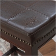 Pemberly Row Wood Set of 2 Bar Stools Brown Faux Leather Seats in Brown Finish