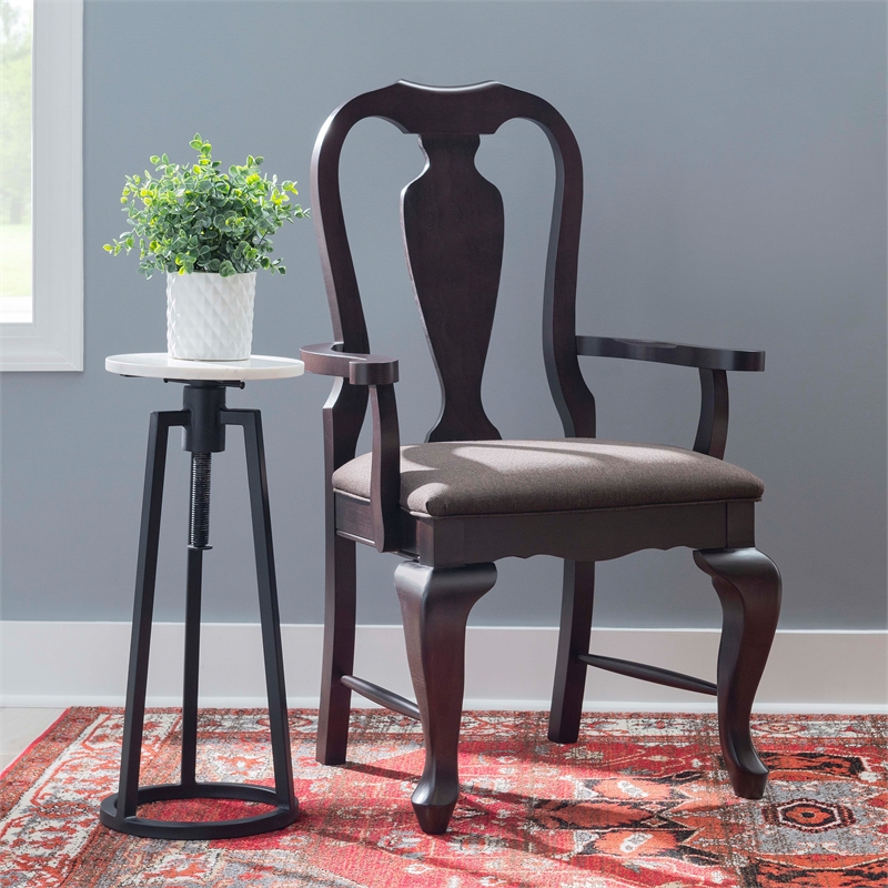 Pemberly Row Adrian Beechwood Fully Assembled Upholstered Seat Arm Chair - Brown