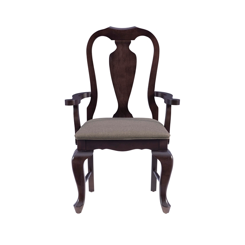 Pemberly Row Adrian Beechwood Fully Assembled Upholstered Seat Arm Chair - Brown