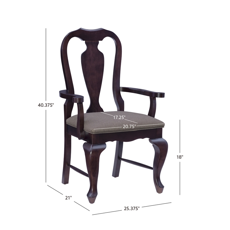 Pemberly Row Adrian Beechwood Fully Assembled Upholstered Seat Arm Chair - Brown