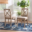 Pemberly Row Wood X Back Set of Two Dining Chairs in Washed Gray