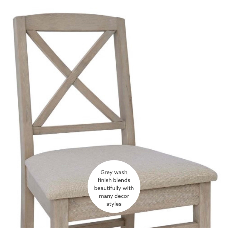 Pemberly Row Wood X Back Set of Two Dining Chairs in Washed Gray