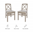 Pemberly Row Wood X Back Set of Two Dining Chairs in Washed Gray