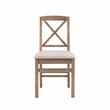 Pemberly Row Wood X Back Set of Two Dining Chairs in Washed Gray