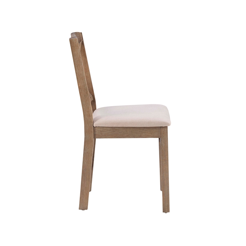 Pemberly Row Wood X Back Set of Two Dining Chairs in Washed Gray