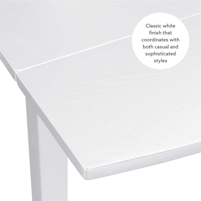 Pemberly Row Contemporary Wood Square Drop Leaf Table in White