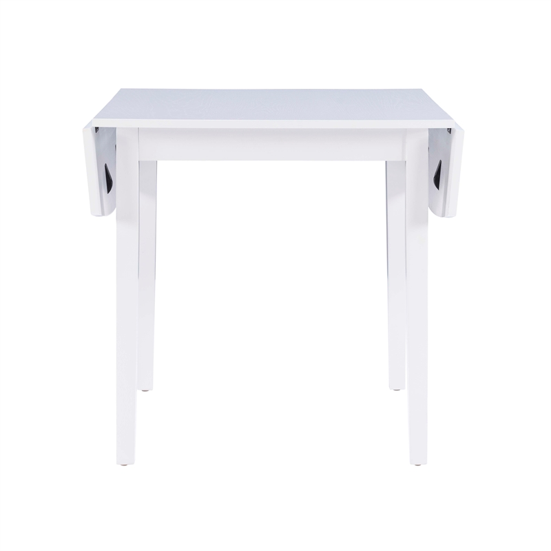 Pemberly Row Contemporary Wood Square Drop Leaf Table in White