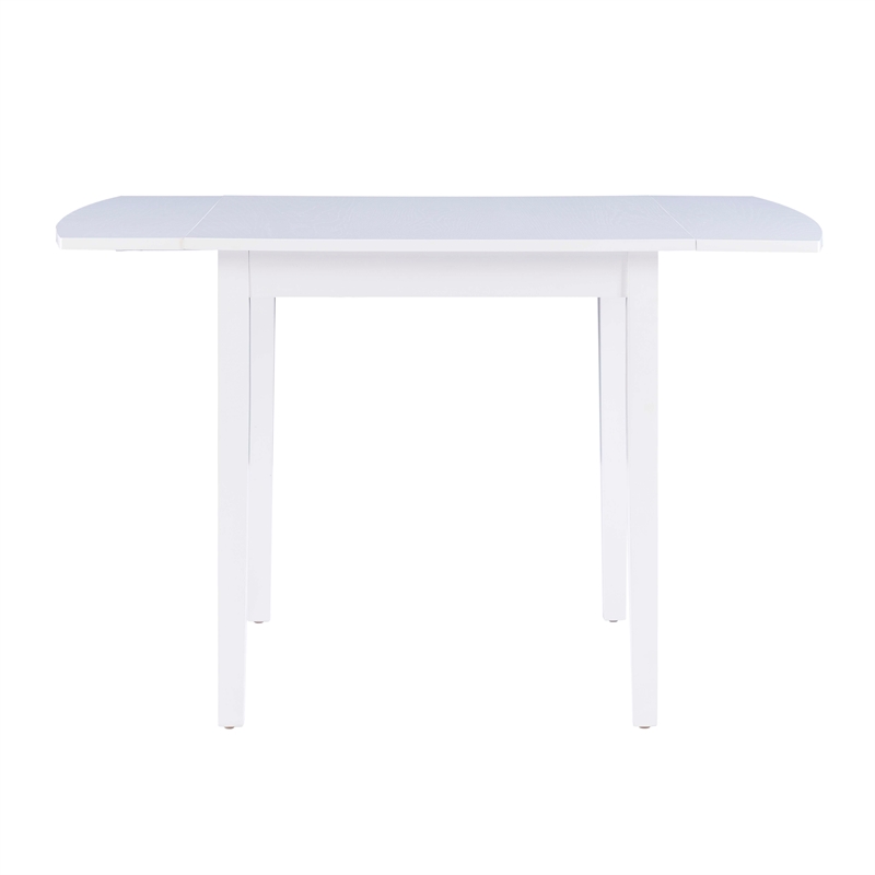 Pemberly Row Contemporary Wood Square Drop Leaf Table in White