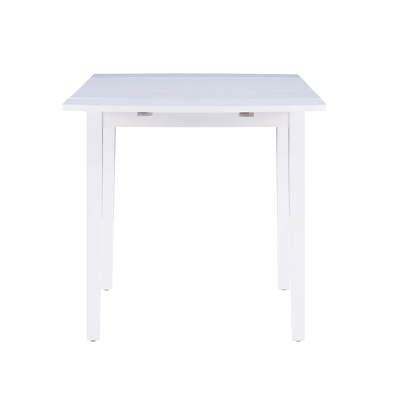 Pemberly Row Contemporary Wood Square Drop Leaf Table in White