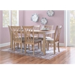 Pemberly Row 7 Piece Wood Dining Set Crisscrossed Back Chairs in Natural Brown