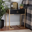Pemberly Row Modern Black Finished Wood and Gold Metal End Table