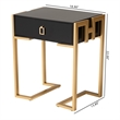 Pemberly Row Modern Black Finished Wood and Gold Metal End Table