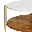 Pemberly Row 30 inch Wide Metal Coffee Table in White/Natural