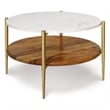 Pemberly Row 30 inch Wide Metal Coffee Table in White/Natural
